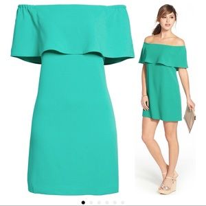 Charles Henry Off the Shoulder Dress, Green